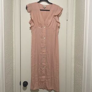 A New Day Pink Satin V-Neck Dress Size M